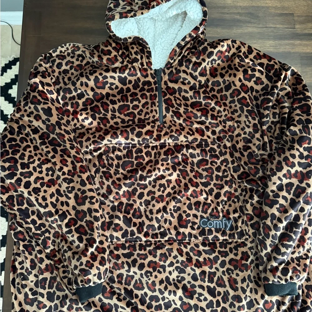 The Comfy Leopard Print Quarter Zip Hoodie - Picture 1 of 1